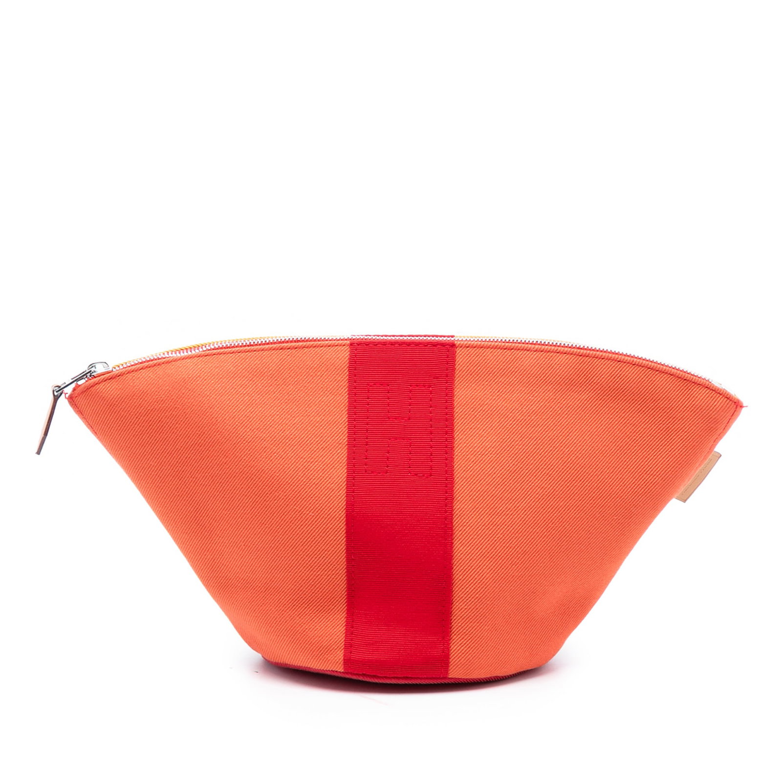 Mini Toile Palmyre zip pouch in orange fabric by Hermes (1 of 7)