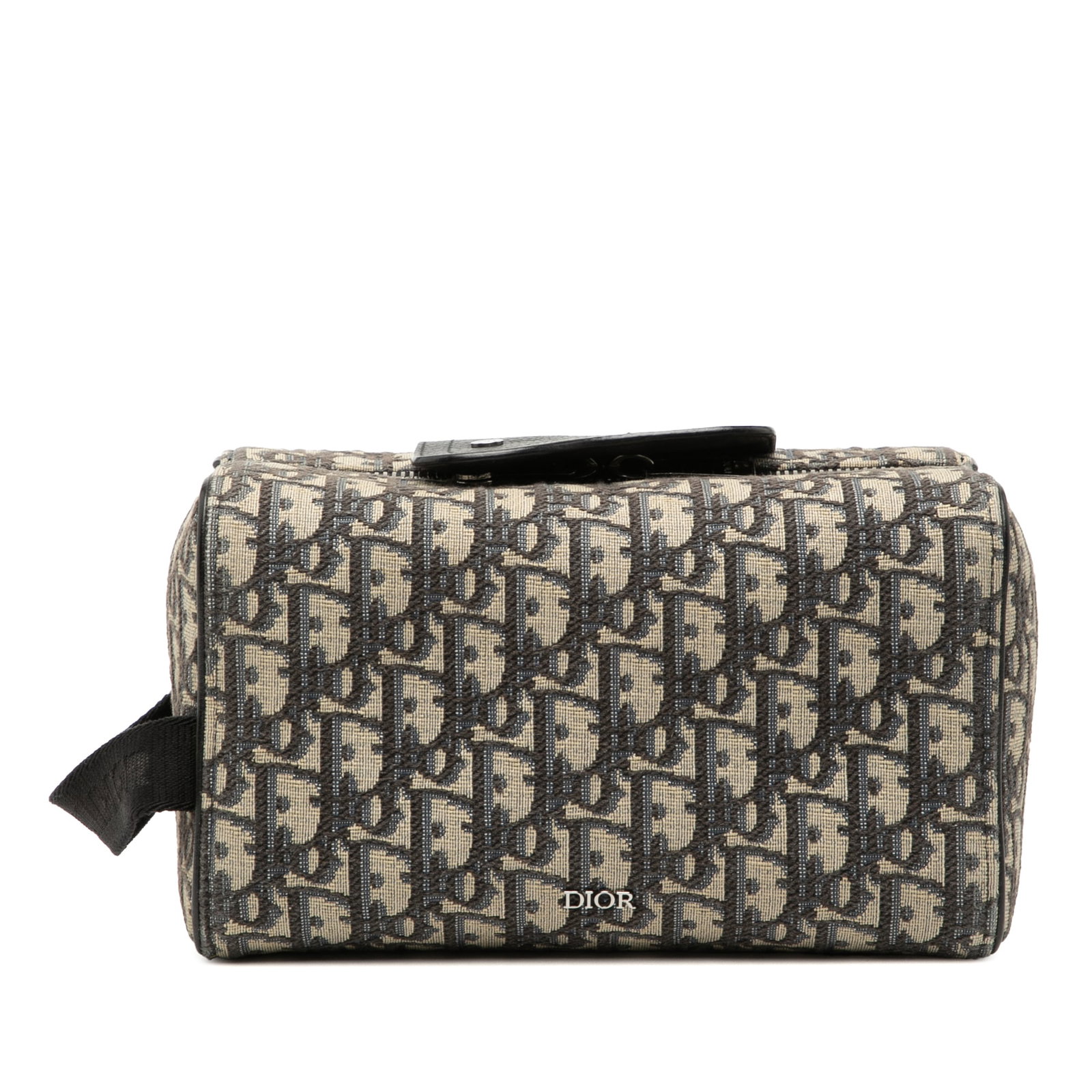 Dior Oblique Canvas Blue Lingot Toiletry Clutch: Dior Oblique Canvas Blue Lingot Toiletry Clutch This Dior Oblique Canvas Lingot Toiletry Case features a blue canvas body with the signature Oblique pattern, complemented by a top zipper and leather f
