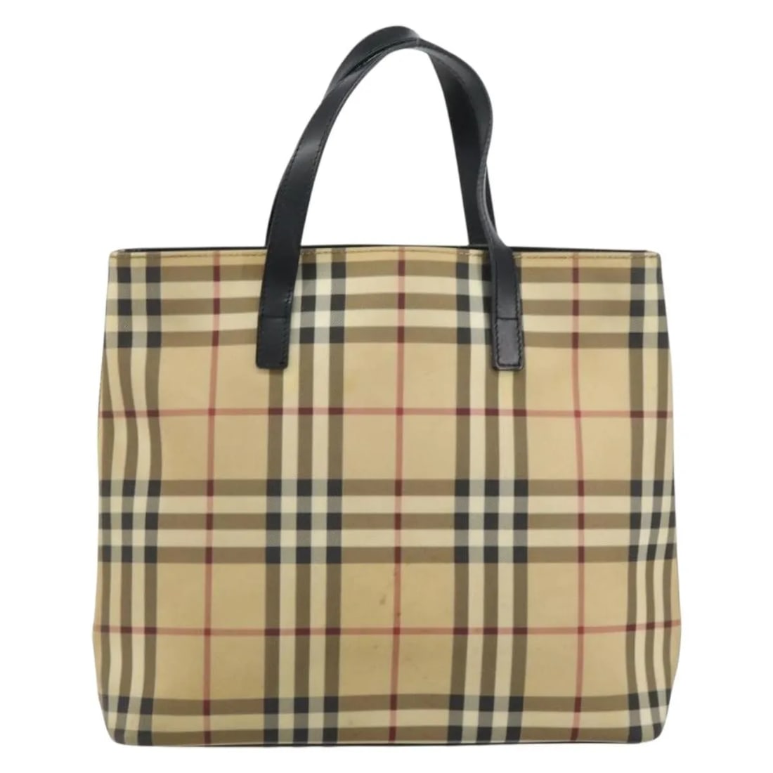 Beige Canvas Tote Bag with Burberry Nova Check Pattern: Beige Canvas Tote Bag with Burberry Nova Check Pattern This pre-owned Burberry Nova Check tote bag for women features the classic beige canvas check pattern. It is crafted in Italy and shows signs of 