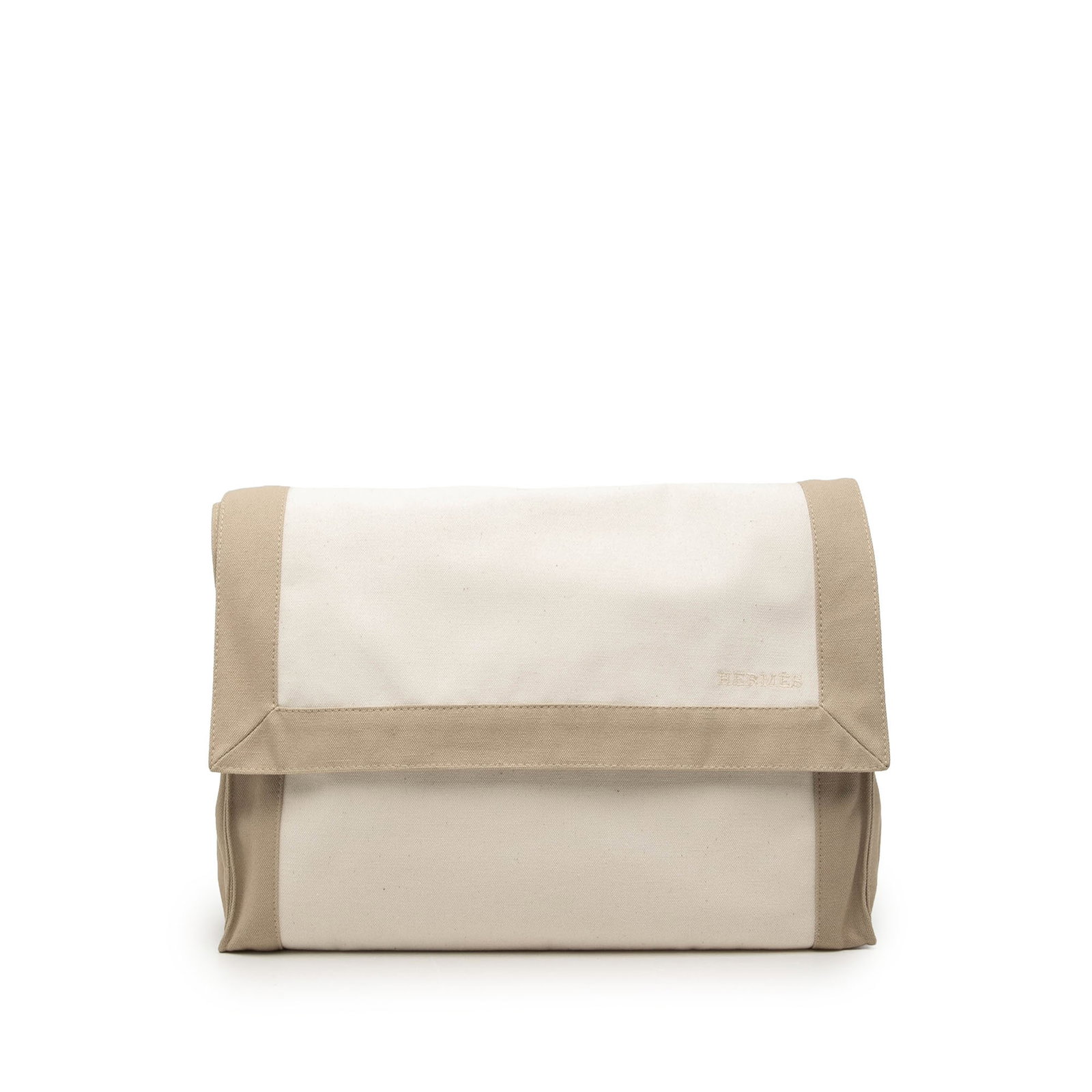 Hermes Tapis de Selle Bicolor Canvas Clutch Pouch (1 of 8)