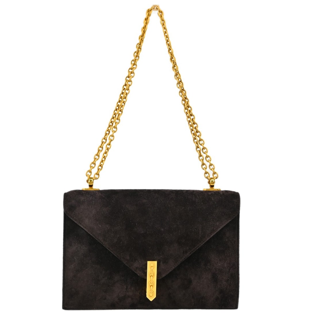 Hermes Alcazar brown suede shoulder bag with chain strap: Hermes Alcazar brown suede shoulder bag with chain strap Hermes Alcazar shoulder bag in brown suede with a flap lock closure and leather lining. This medium women's bag features an adjustable chain sh