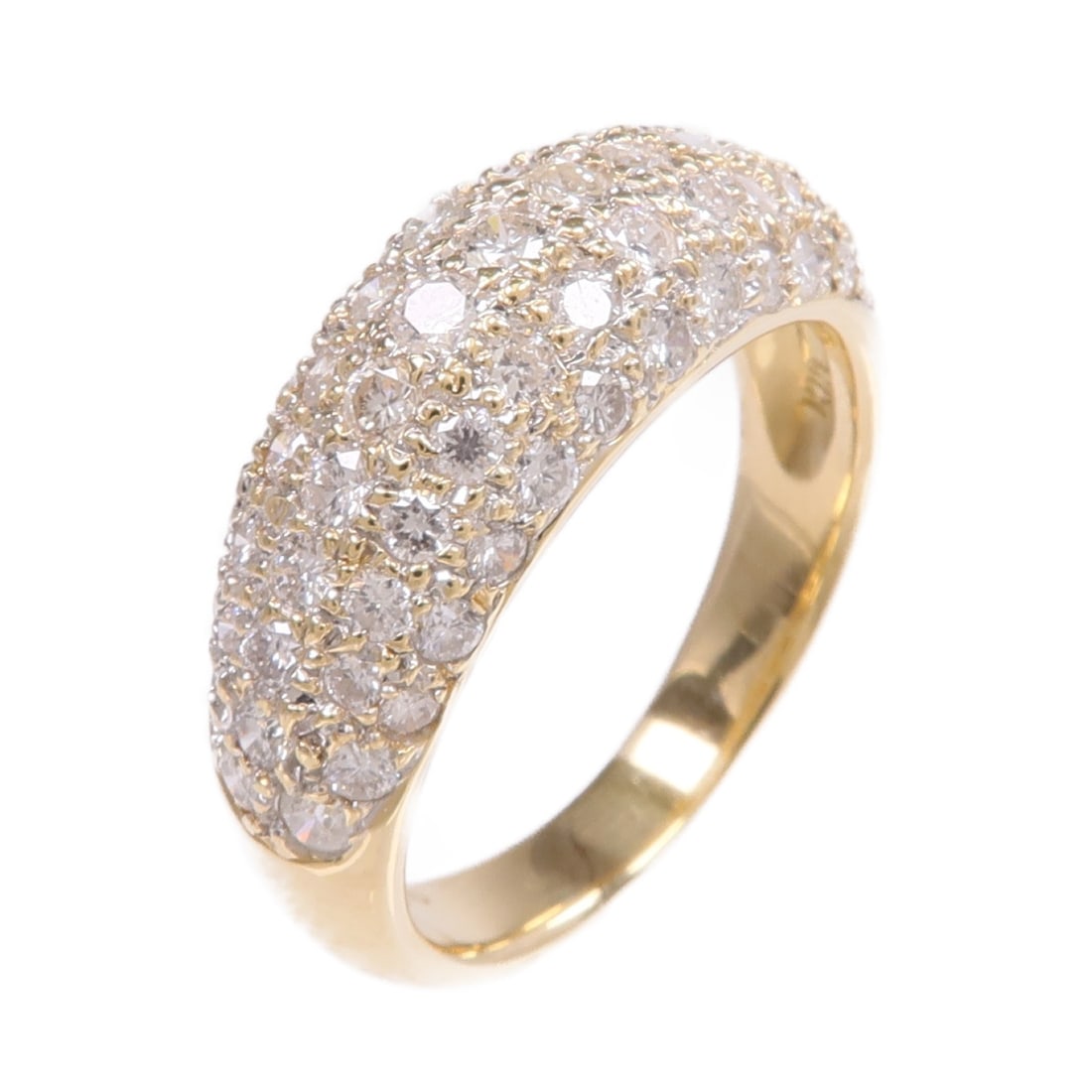 18K Yellow Gold Diamond Ring JEWELRY Brand Size 7: 18K Yellow Gold Diamond Ring JEWELRY Brand Size 7 A women's ring in K18 yellow gold with diamond accents. The piece is size 7 and features a clear color presentation. It is described as being in very 