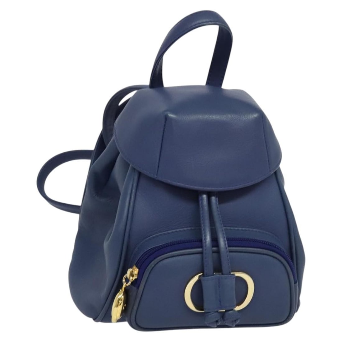 Christian Dior Blue Leather Backpack with Dust Bag Made in Spain: Christian Dior Blue Leather Backpack with Dust Bag Made in Spain Leather blue backpack by Christian Dior, made in Spain. It comes with a dust bag and shows reasonable wear and tear, with slight rubbin