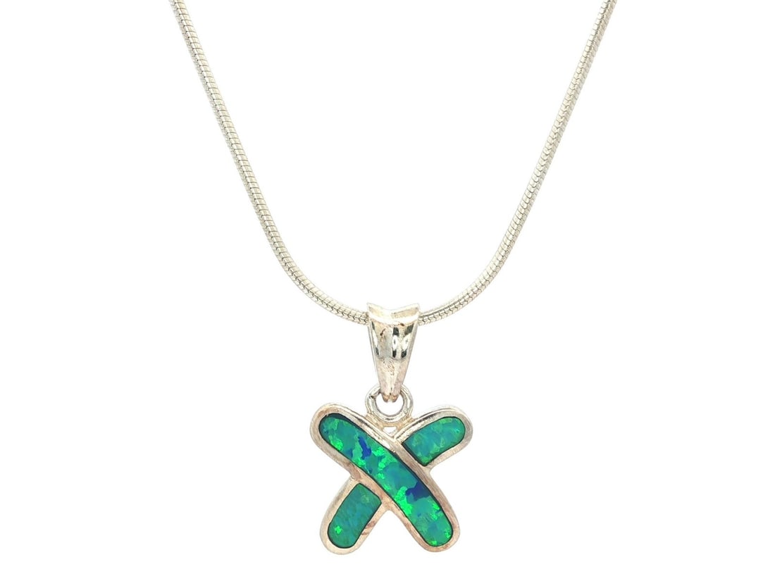 Sterling Silver Boulder Opal Slide Pendant with 16 Inch Rope Chain (1 of 5)