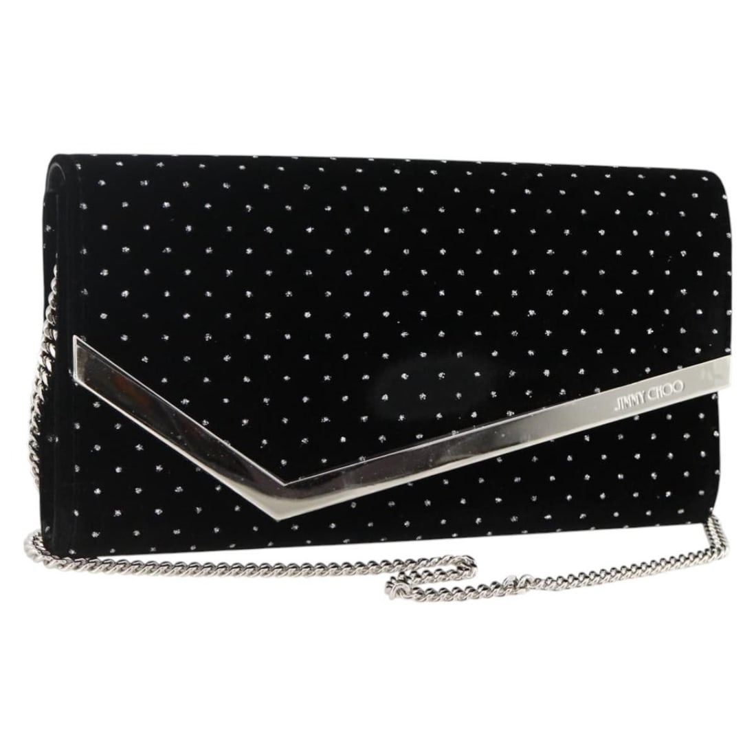 Jimmy Choo velor shoulder bag black silver with dust bag box (1 of 18)