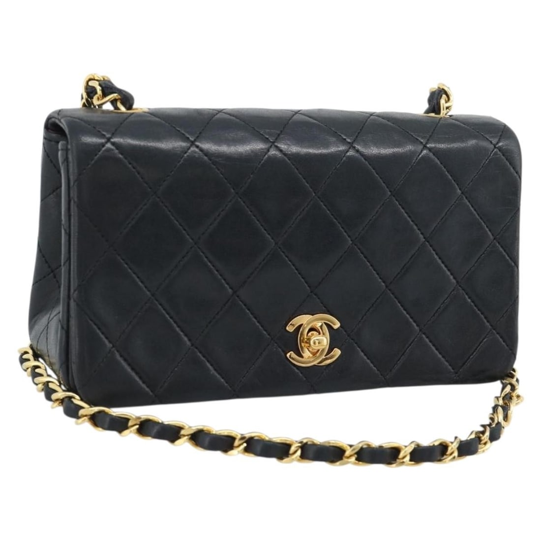 CHANEL CC Matelasse Lamb Skin Shoulder Bag Black Gold with Guarantee Card: CHANEL CC Matelasse Lamb Skin Shoulder Bag Black Gold with Guarantee Card CHANEL Matelasse chain shoulder bag in black and gold lamb skin, made in France. This women's shoulder bag comes with a guaran