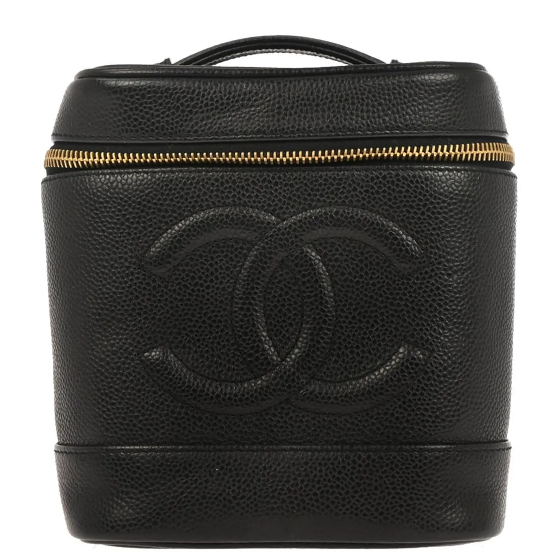 Black Leather Cosmetic Bag Chanel Vintage Timeless Model 15cm x 18cm x 13cm (1 of 10)