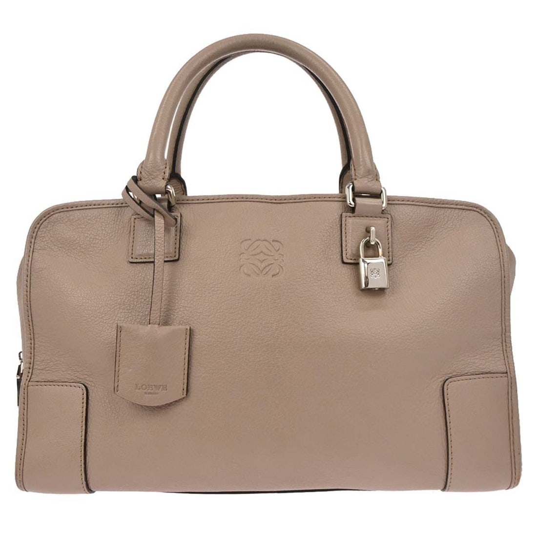 Loewe Amazona 36 Grege Leather Top Handle Bag: Loewe Amazona 36 Grege Leather Top Handle Bag Loewe Amazona 36 top handle handbag in grege leather with double handles and zip closure. This women's bag features inner pockets and is made in Spain. Co