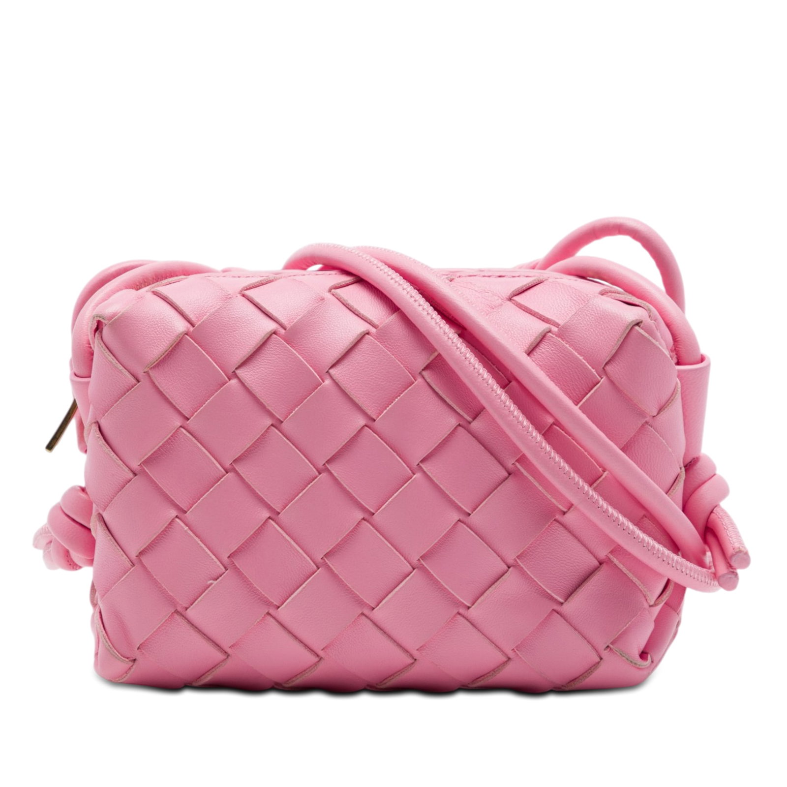 Bottega Veneta Loop Camera Bag Pink Intrecciato Lambskin Leather (1 of 6)