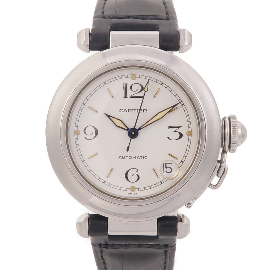 Cartier W31015M7 Pasha C men's automatic stainless steel watch: Cartier W31015M7 Pasha C men's automatic stainless steel watch Cartier Pasha C automatic watch, model W31015M7 (1996), in stainless steel with a white color scheme. It features an automatic winding mo