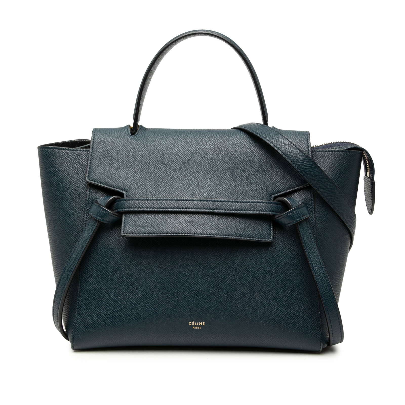 Celine Belt Bag Micro Grained Calfskin Blue: Celine Belt Bag Micro Grained Calfskin Blue This Celine Micro Grained Calfskin Belt Bag is crafted from textured calf leather in blue and features a flat leather top handle, a detachable flat leather 