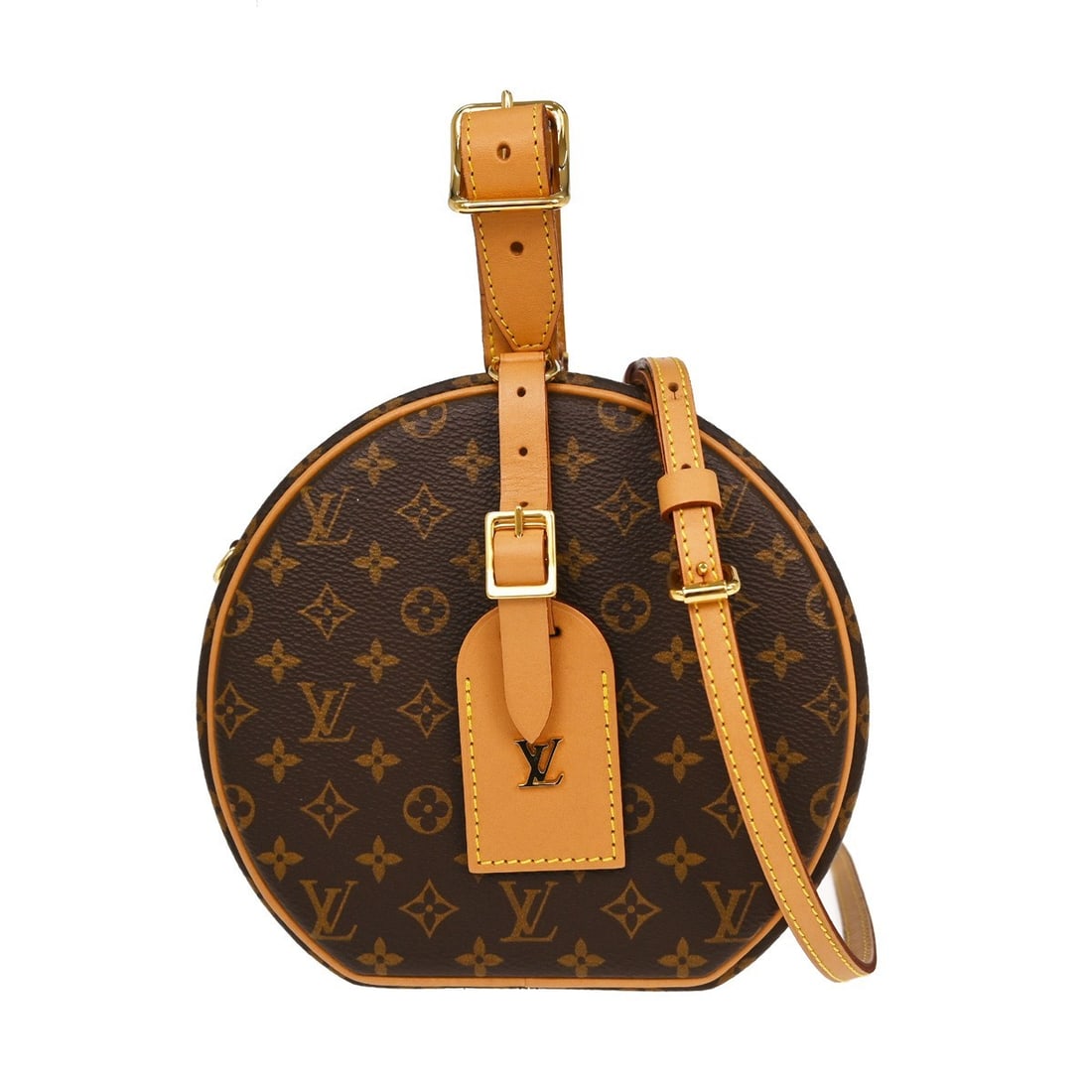 Louis Vuitton Petite Boite Chapeau Monogram Canvas Crossbody Bag M43514: Louis Vuitton Petite Boite Chapeau Monogram Canvas Crossbody Bag M43514 Louis Vuitton Petite Boite Chapeau Shoulder Handbag, crafted in brown Monogram canvas with leather details. It is described as b