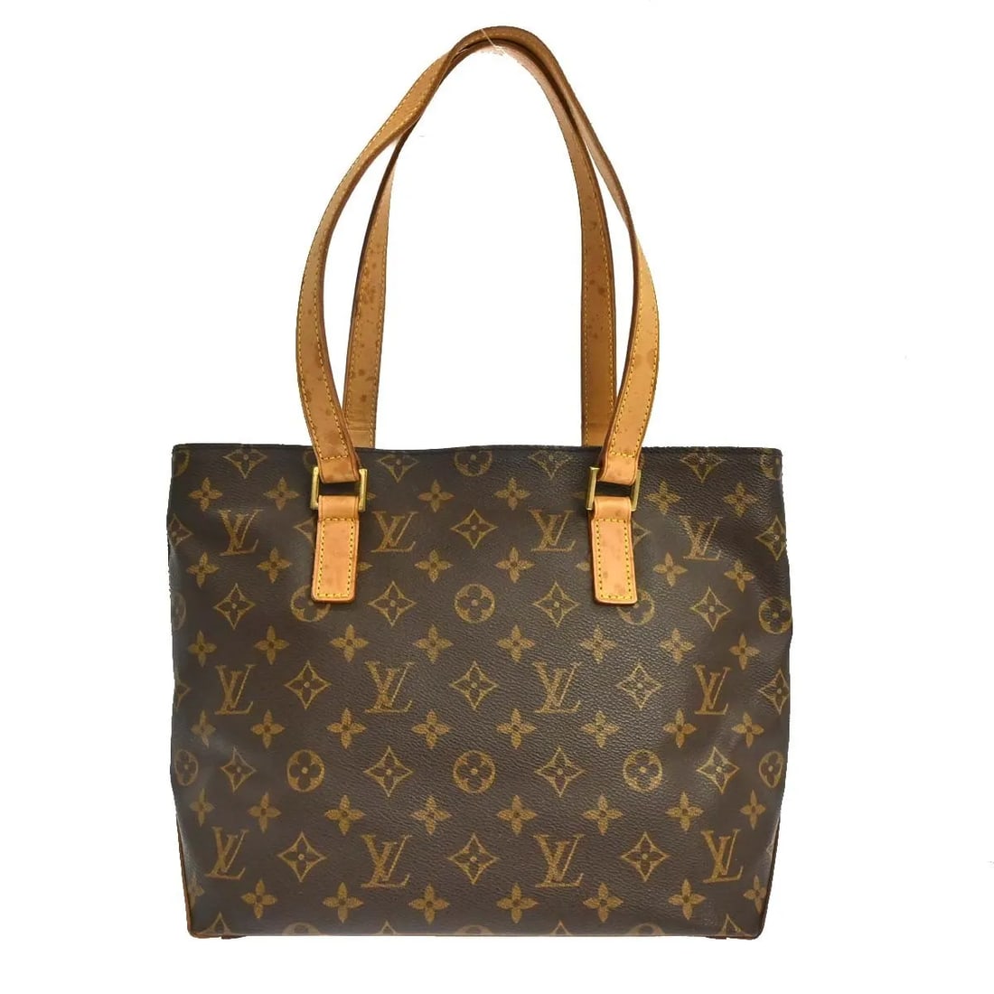 Louis Vuitton Cabas Mezzo Brown Monogram Canvas Handbag: Louis Vuitton Cabas Mezzo Brown Monogram Canvas Handbag Louis Vuitton Cabas Mezzo handbag in brown monogram canvas. This vintage piece is in good condition with visible wear, including scuffs, scratch