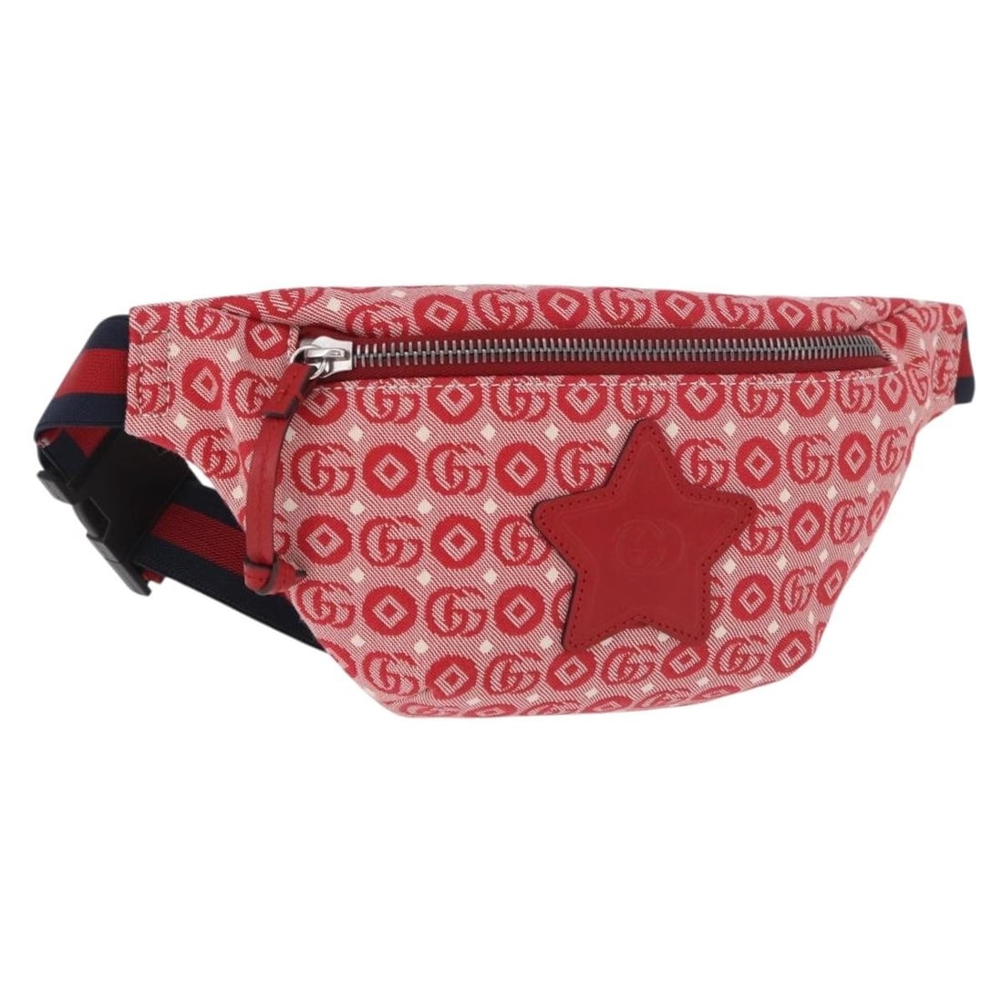 GUCCI 502095 Sherry Line canvas waist bag navy red silver: GUCCI 502095 Sherry Line canvas waist bag navy red silver Gucci Sherry Line waist bag in navy, silver, and red canvas. Made in Italy, this women's bag includes a dust bag and is noted in pristine cond