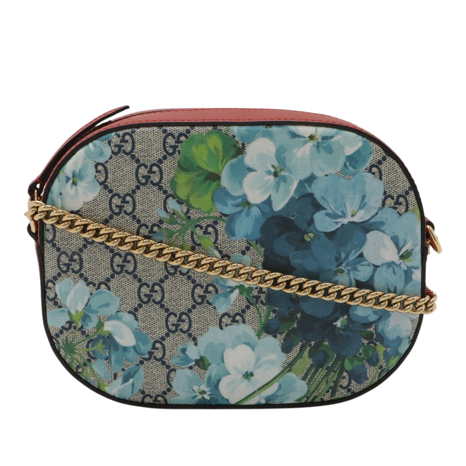 Gucci GG Supreme Blooms Beige Chain Strap Crossbody Bag: Gucci GG Supreme Blooms Beige Chain Strap Crossbody Bag Gucci GG Supreme Blooms Chain Crossbody bag in beige, made in Italy. It features a printed coated canvas body with leather trim, a curb chain st