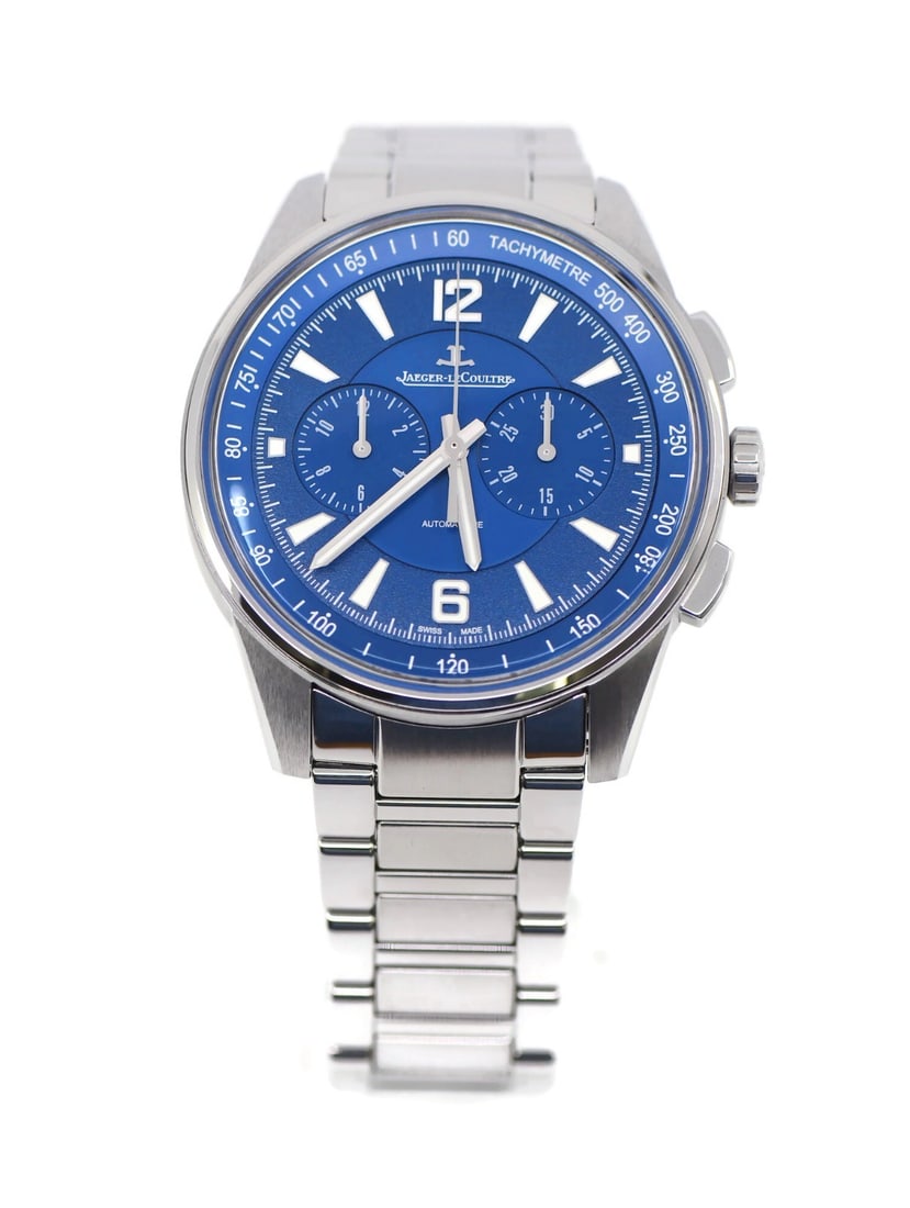 Jaeger-LeCoultre Polaris Chronograph Stainless Steel Watch Q9028180 with Box and Papers: Jaeger-LeCoultre Polaris Chronograph Stainless Steel Watch Q9028180 with Box and Papers Discover the elegance of the Jaeger LeCoultre Polaris Chronograph, a sophisticated wristwatch crafted from high-