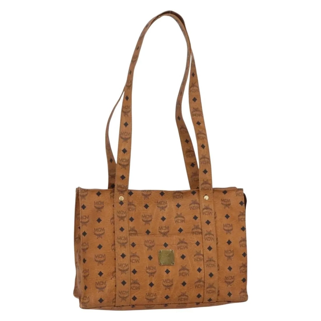 MCM Vintage Visetos Canvas Tote Bag Brown Germany: MCM Vintage Visetos Canvas Tote Bag Brown Germany This vintage MCM Visetos tote bag is crafted from brown canvas and designed for women. It features metal fittings and offers a spacious interior with 