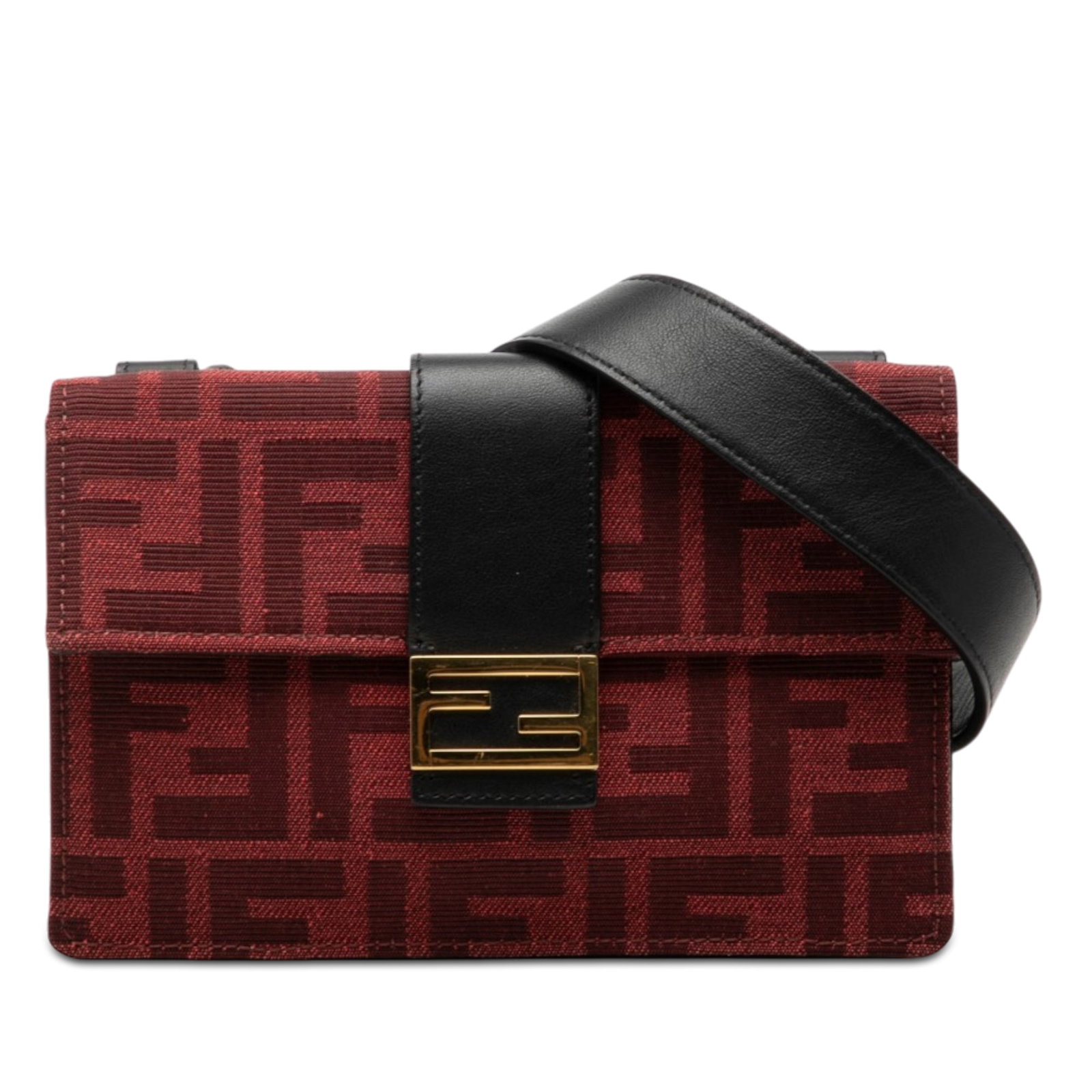 Fendi Zucca Canvas Crossbody Pouch Baguette: Fendi Zucca Canvas Crossbody Pouch Baguette This Fendi Zucca Canvas Convertible Baguette Pouch is crafted from red fabric and features a canvas body with a detachable flat leather strap. The bag is de