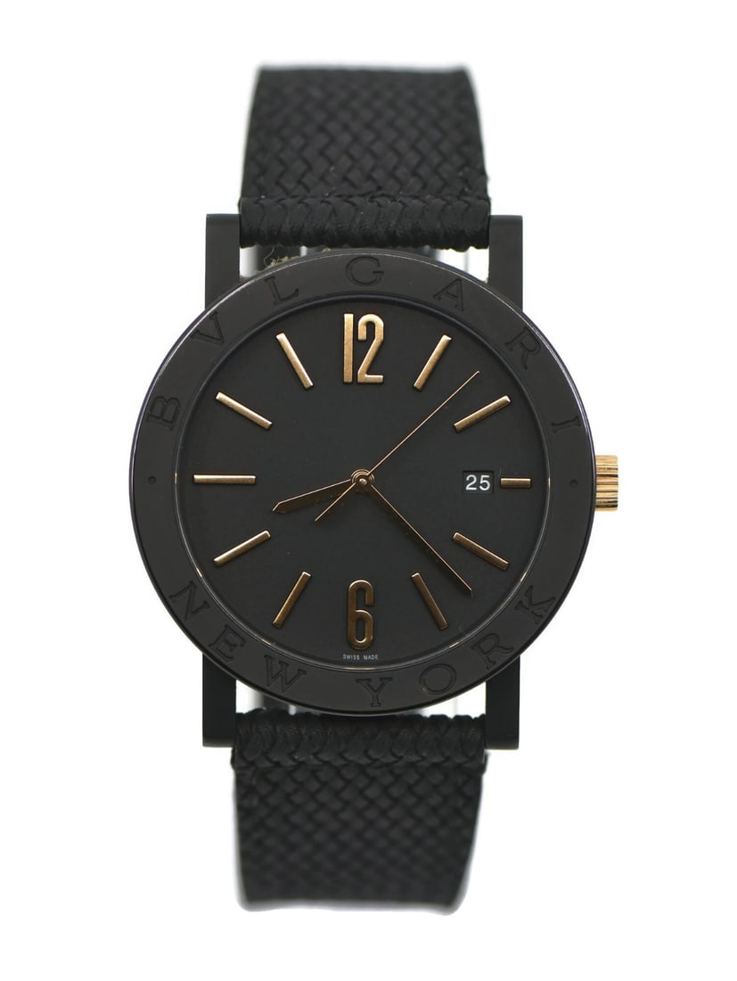 Bvlgari Bvlgari BB41S Automatic Men's Steel Watch with Black Dial and Rubber Strap: Bvlgari Bvlgari BB41S Automatic Men's Steel Watch with Black Dial and Rubber Strap This is a pre-owned Bulgari Bvlgari BB41S men's wristwatch featuring a 41mm stainless steel case and a black analog d