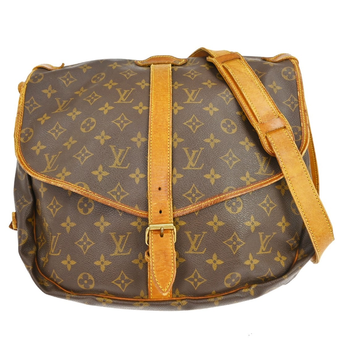 Louis Vuitton Saumur 43 Monogram Canvas Crossbody Bag M42252: Louis Vuitton Saumur 43 Monogram Canvas Crossbody Bag M42252 Louis Vuitton Monogram Saumur 43 messenger bag in brown Monogram canvas and leather, made in France. It features a buckle closure, crossbod