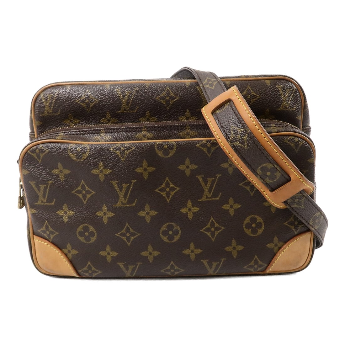 Louis Vuitton Nile Monogram Crossbody Bag M45244 Brown: Louis Vuitton Nile Monogram Crossbody Bag M45244 Brown Louis Vuitton Nile crossbody shoulder bag, model M45244, in brown monogram and PVC coated canvas. It features a shoulder strap with an adjustable