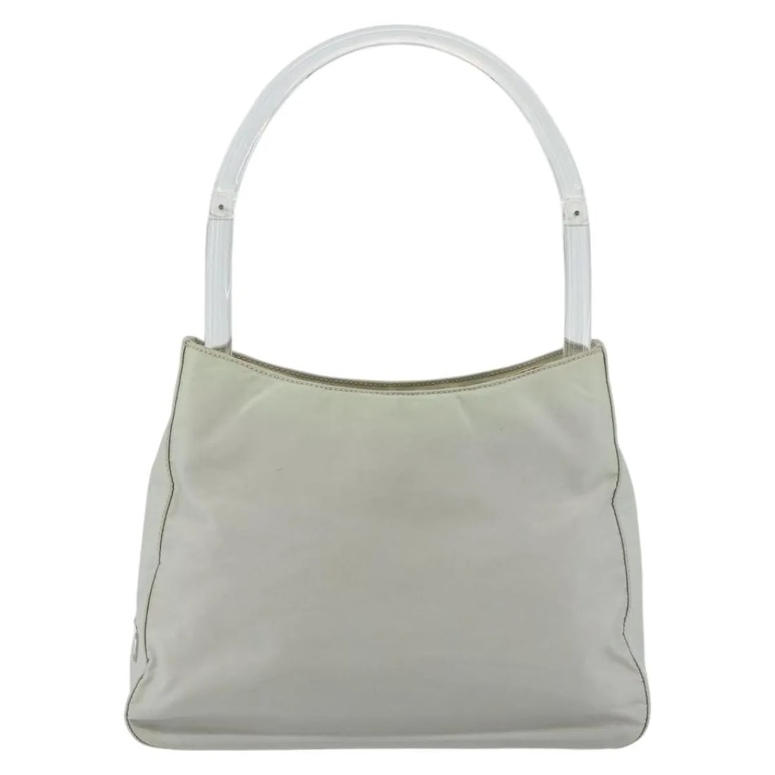 Prada Resin Handle Clear Nylon Shoulder Bag: Prada Resin Handle Clear Nylon Shoulder Bag This Prada Resin handle shoulder bag features a clear nylon exterior and is designed for unisex use. The bag is crafted in Italy and includes a distinctive 