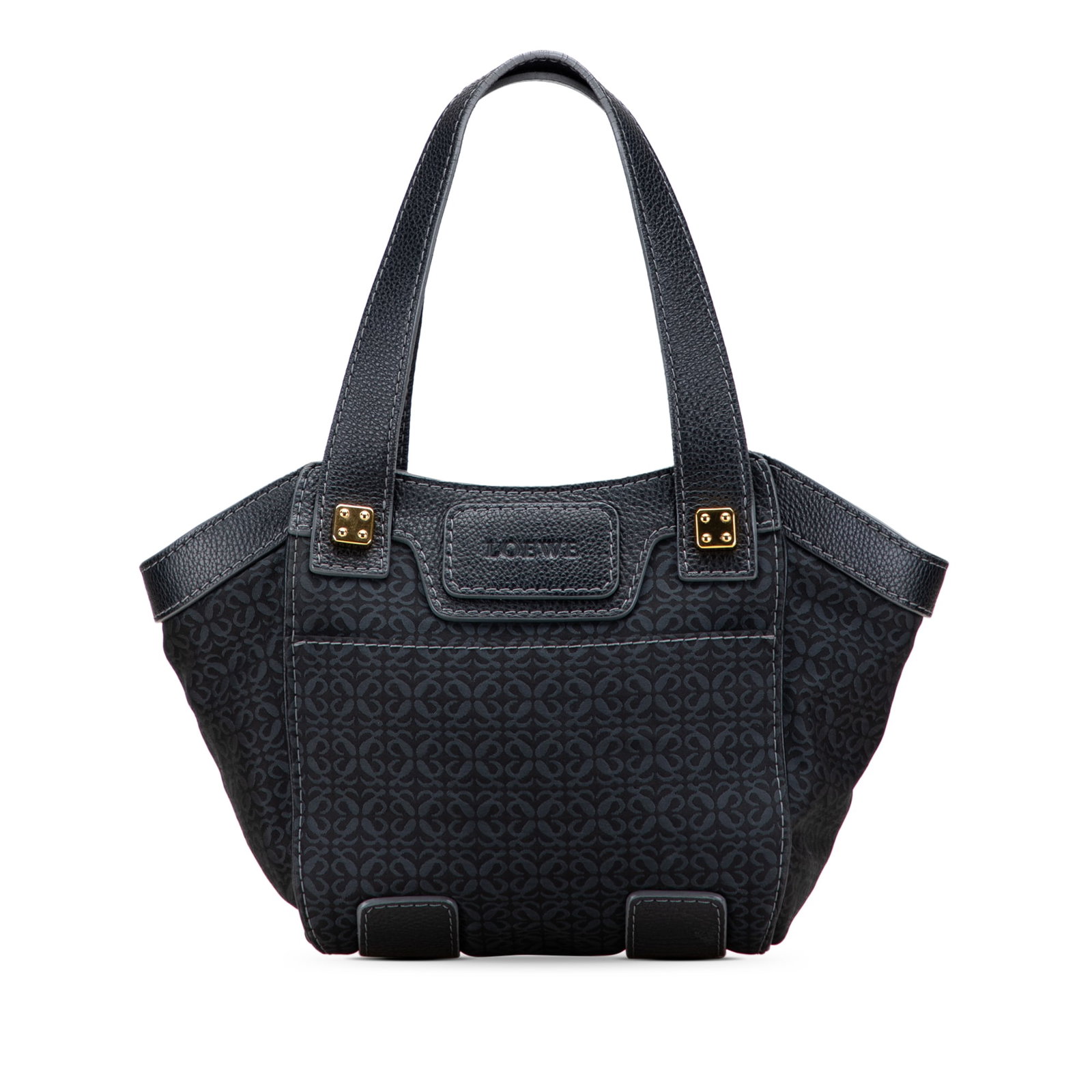 LOEWE Anagram Canvas Tote Black with Leather Trim: LOEWE Anagram Canvas Tote Black with Leather Trim The LOEWE Anagram Canvas Tote is a stylish and functional accessory crafted from durable canvas with elegant leather trim. It features flat leather ha