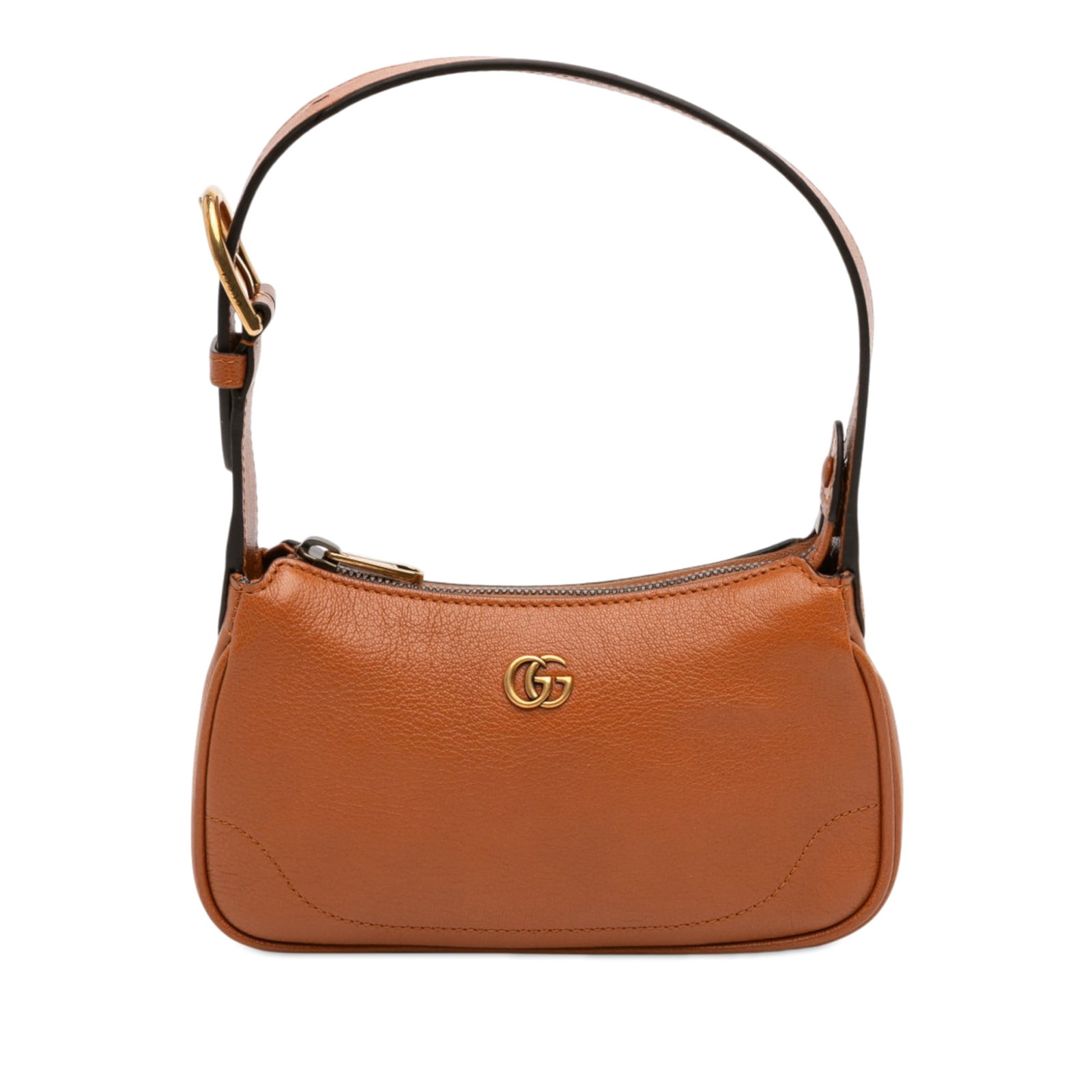 Gucci Aphrodite mini goatskin shoulder bag brown: Gucci Aphrodite mini goatskin shoulder bag brown This Gucci Mini Leather Aphrodite Shoulder Bag is crafted from goatskin leather in a brown hue and features an adjustable flat leather strap and a secu