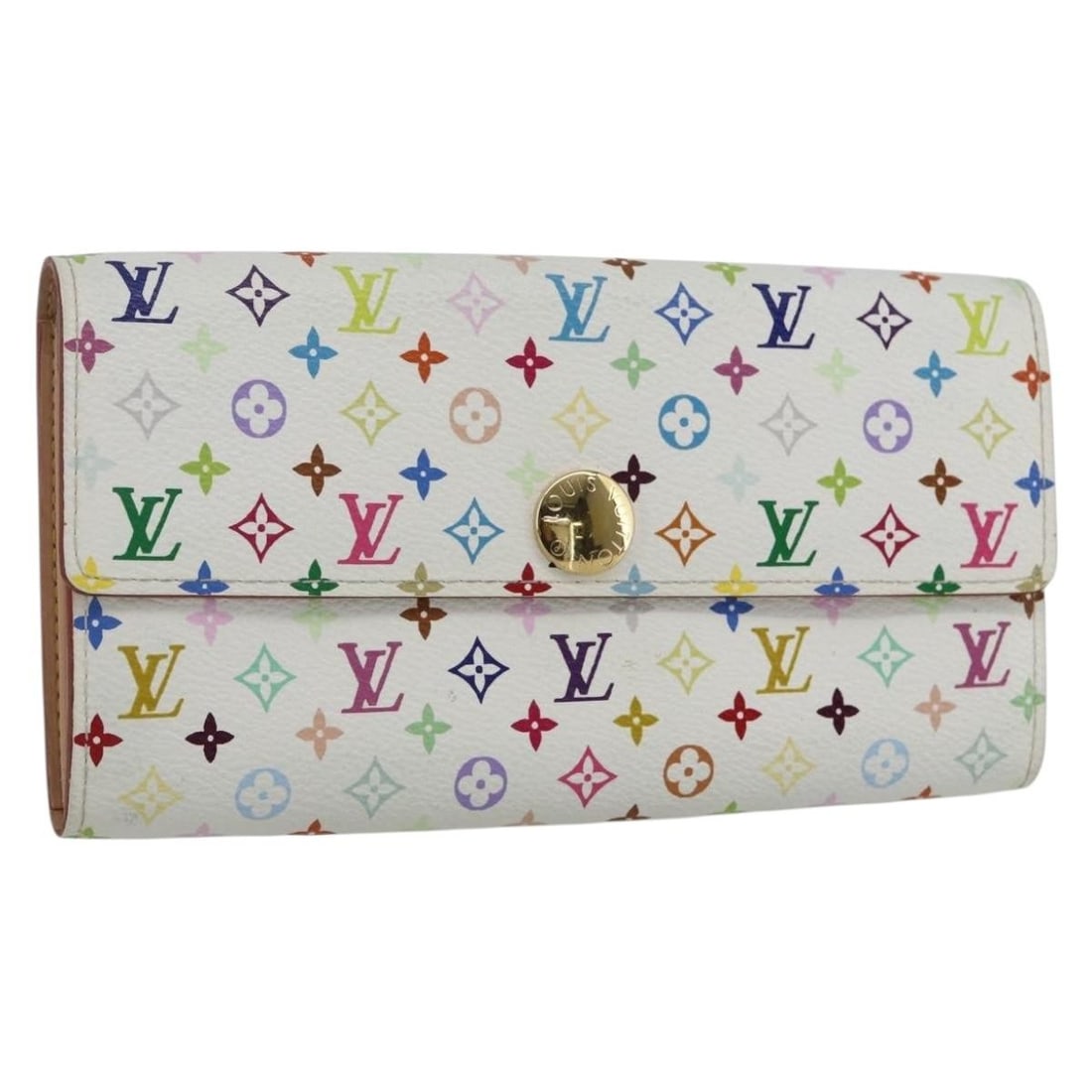 Louis Vuitton Multicolor Canvas Long Wallet White M60004 with Dust Bag and Box: Louis Vuitton Multicolor Canvas Long Wallet White M60004 with Dust Bag and Box This Louis Vuitton long wallet features the Monogram Multicolor canvas in white. Designed with a spacious interior, it of