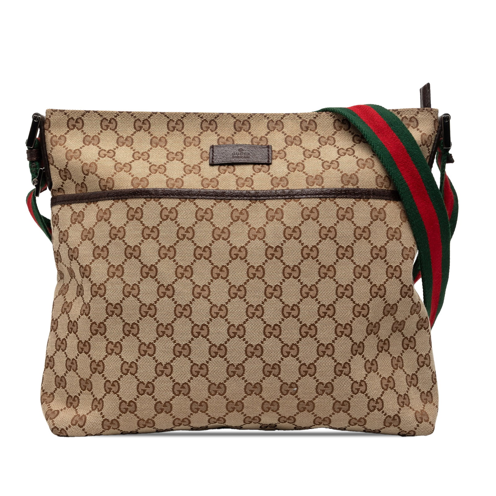 Gucci GG Canvas Web Bag Beige Canvas Leather Trim: Gucci GG Canvas Web Bag Beige Canvas Leather Trim Gucci GG Canvas Web Crossbody bag in beige fabric with leather trim. It features an adjustable flat web strap, top zip closure, exterior slip pocket, 