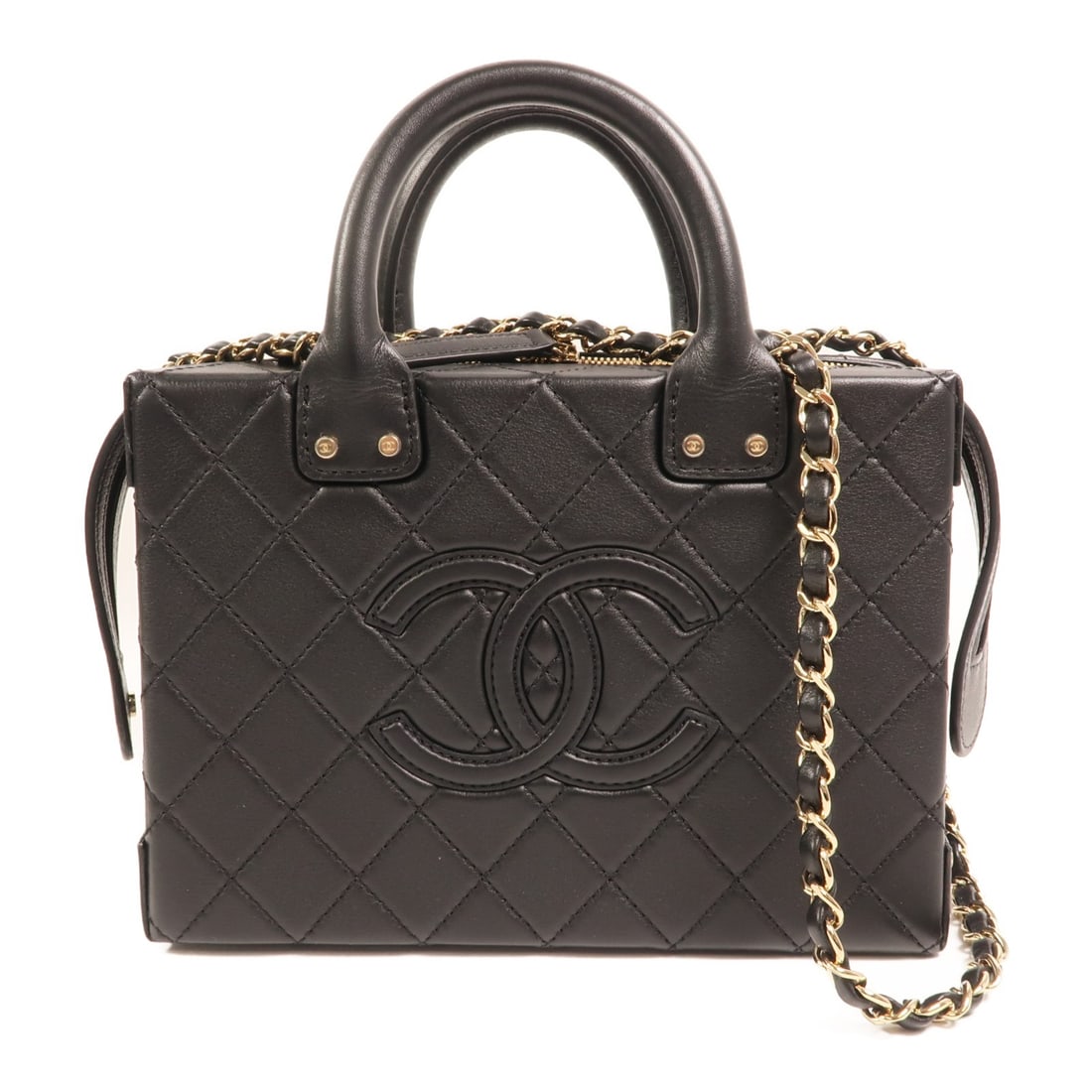 CHANEL AS3345 CC Chain Shoulder Bag Black Calfskin Leather (1 of 15)