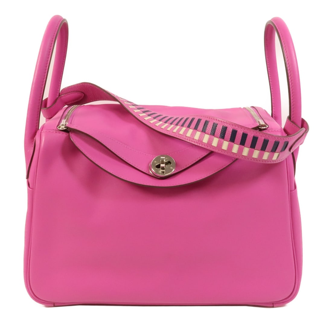 Hermes Lindy 30 Womens 2Way Shoulder Bag Pink Calfskin PHW (1 of 14)