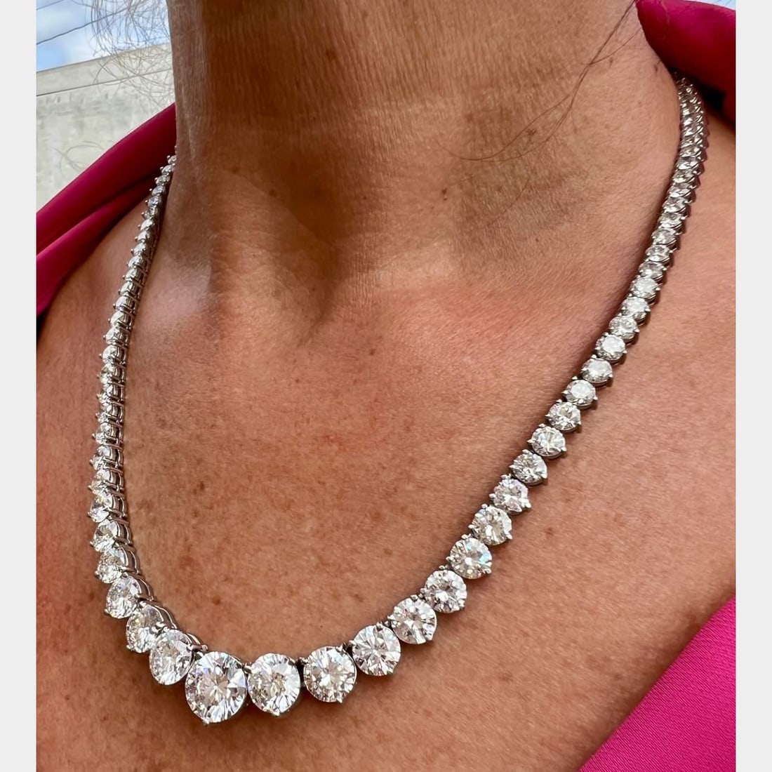 Platinum 58.30 Ct GIA Certified Graduated Diamond Necklace - 2
