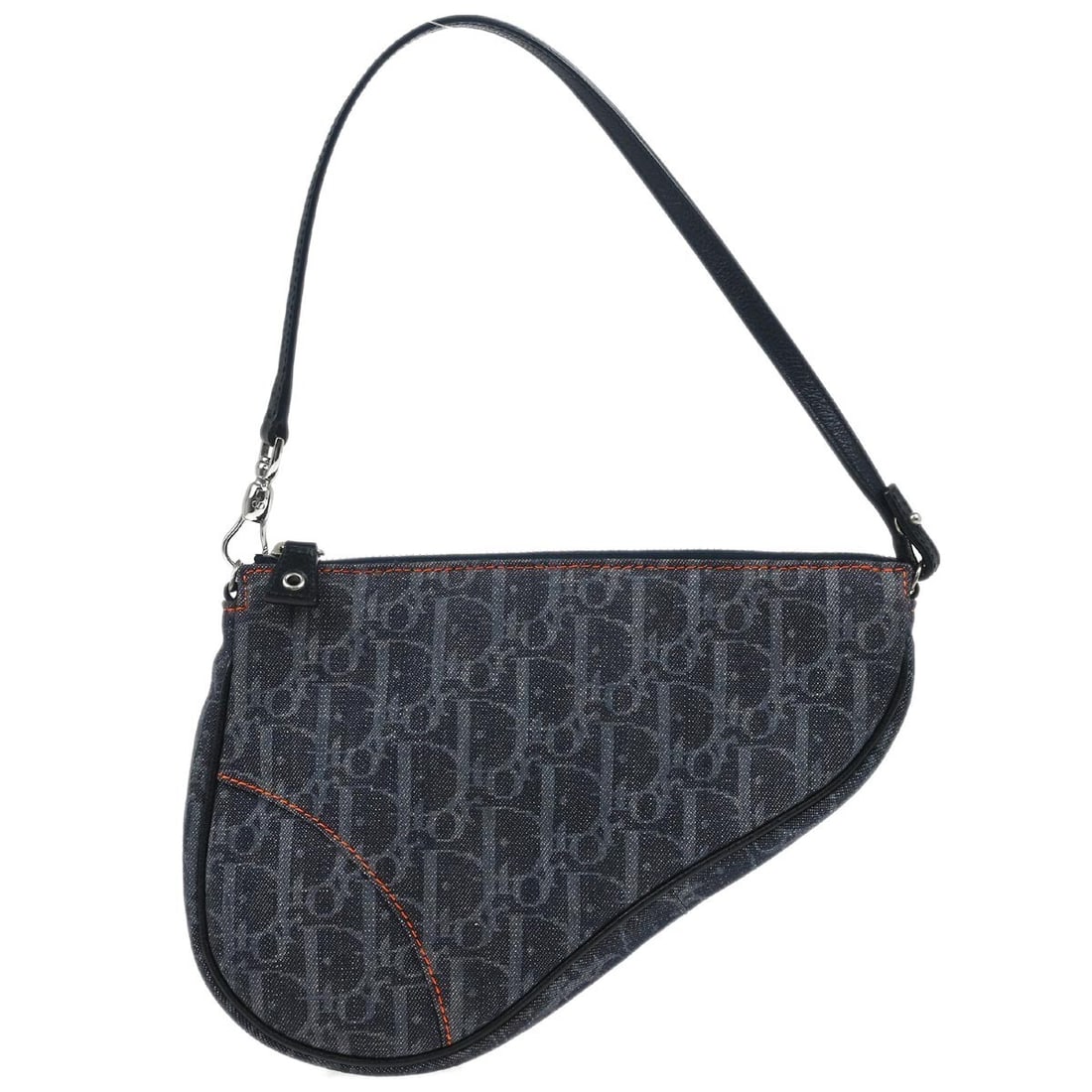 Dior Saddle Bag Navy Denim Leather Handbag MC1005: Dior Saddle Bag Navy Denim Leather Handbag MC1005 Christian Dior Saddle handbag in navy denim with leather trim. This medium women's bag features the Dior Saddle silhouette with a zip closure and hand