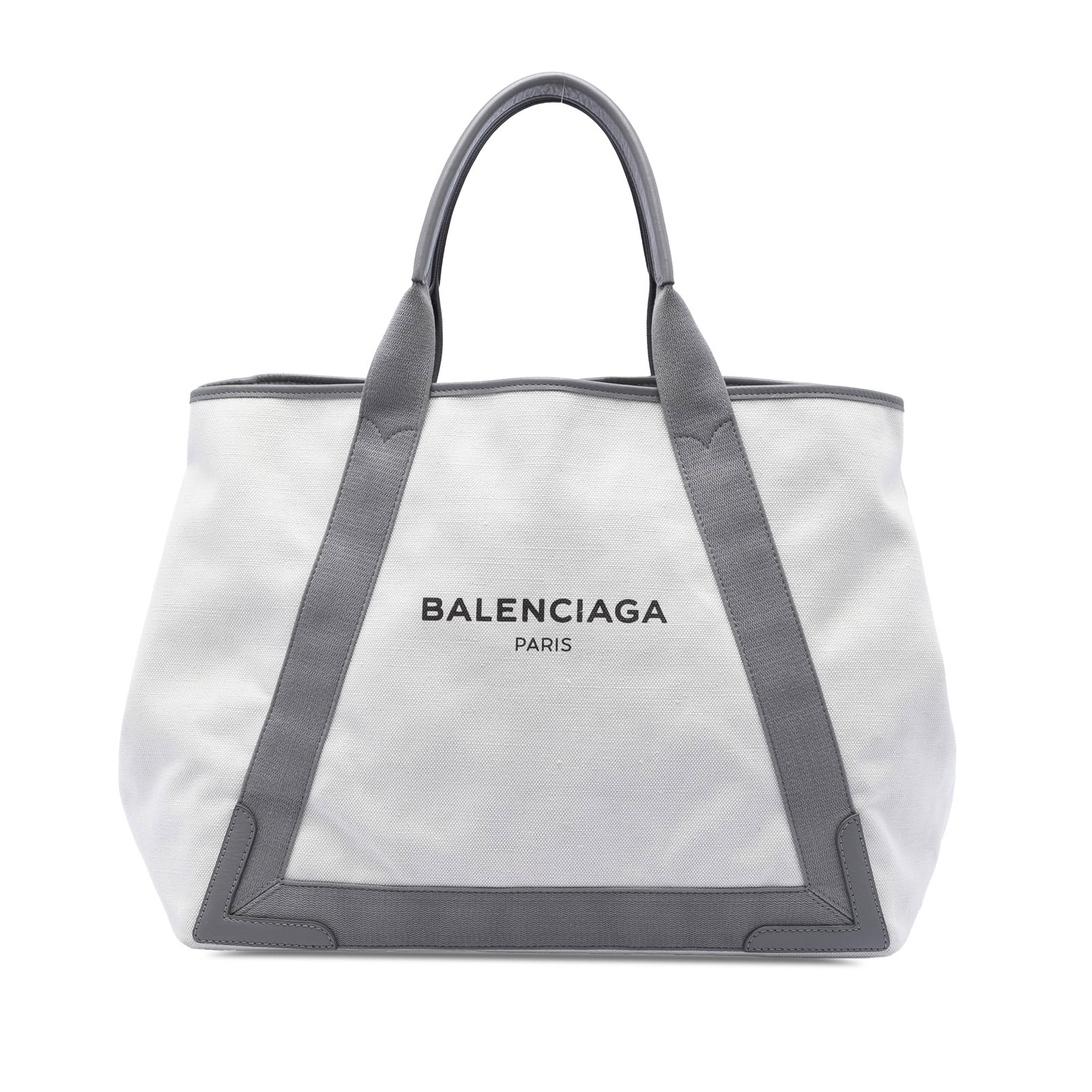 Balenciaga Navy Cabas M Canvas Tote with Leather Trim (1 of 6)