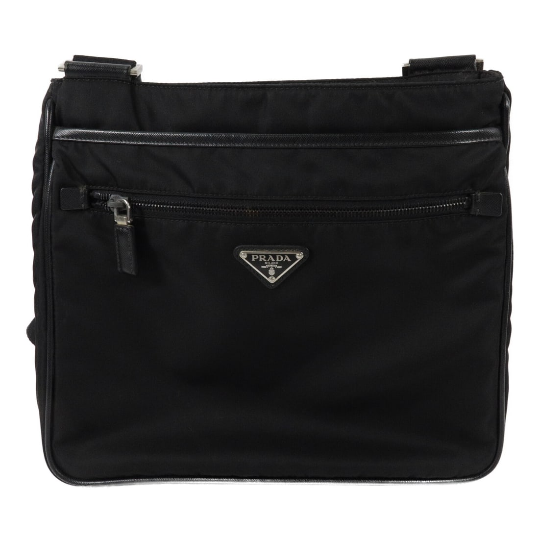 PRADA VA251M Nylon Shoulder Bag Black SHW: PRADA VA251M Nylon Shoulder Bag Black SHW PRADA SHW shoulder bag VA251M in black nylon. It features a shoulder strap with an adjustable drop and a practical pocket layout, including an outside open po