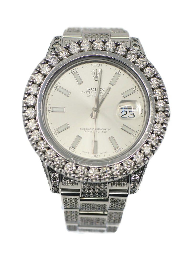 Rolex Datejust II 116300 Diamond Bezel Stainless Steel Watch: Rolex Datejust II 116300 Diamond Bezel Stainless Steel Watch This exquisite Rolex Datejust II watch showcases a stunning 41 mm stainless steel case and features a dazzling diamond bezel. The elegant s