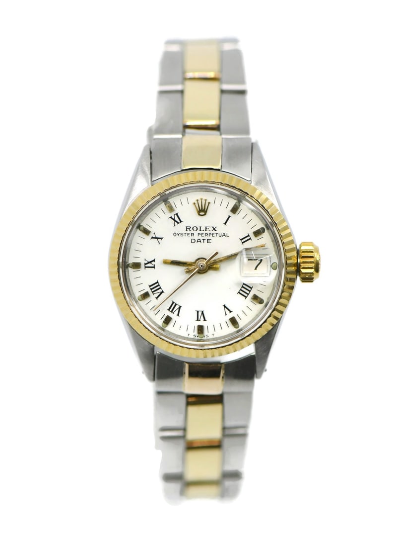 Rolex 6516 Oyster Perpetual Date wristwatch in stainless steel: Rolex 6516 Oyster Perpetual Date wristwatch in stainless steel Vintage Rolex Oyster Perpetual Date wristwatch, reference 6516, featuring an automatic mechanical movement and a white analog dial. This 