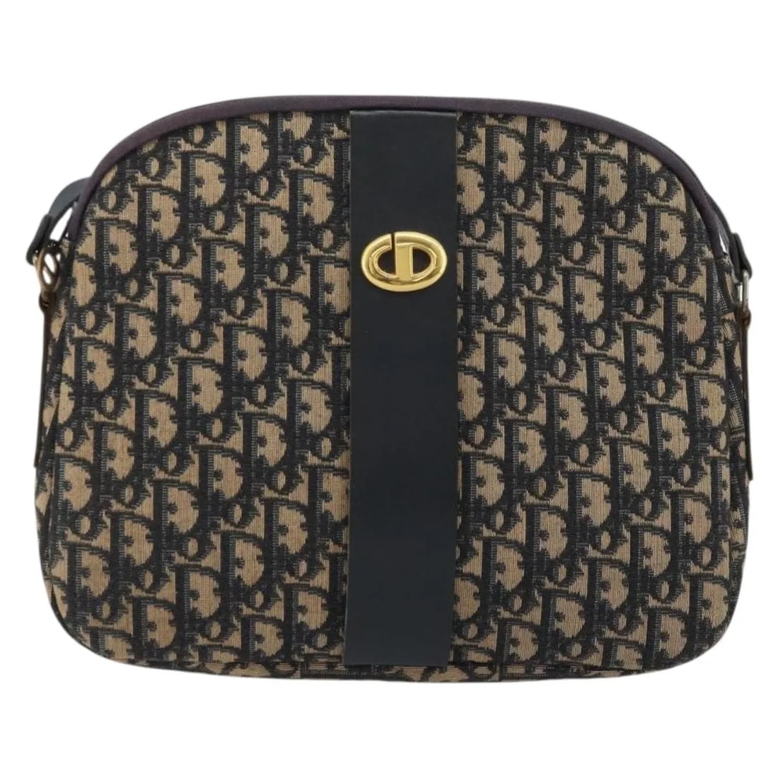 Trotter Canvas Shoulder Bag by Christian Dior Navy France: Trotter Canvas Shoulder Bag by Christian Dior Navy France This Christian Dior Trotter shoulder bag is crafted from canvas in a navy color, designed for women. The bag features noticeable rubbing and s