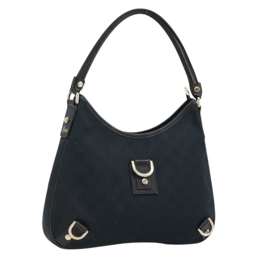 Gucci Abbey Shoulder Bag GG Canvas Black Gold Dust Bag 130738: Gucci Abbey Shoulder Bag GG Canvas Black Gold Dust Bag 130738 Gucci Abbey GG Canvas shoulder bag in black and gold, made in Italy. It features GG canvas construction and comes with a dust bag. The bag