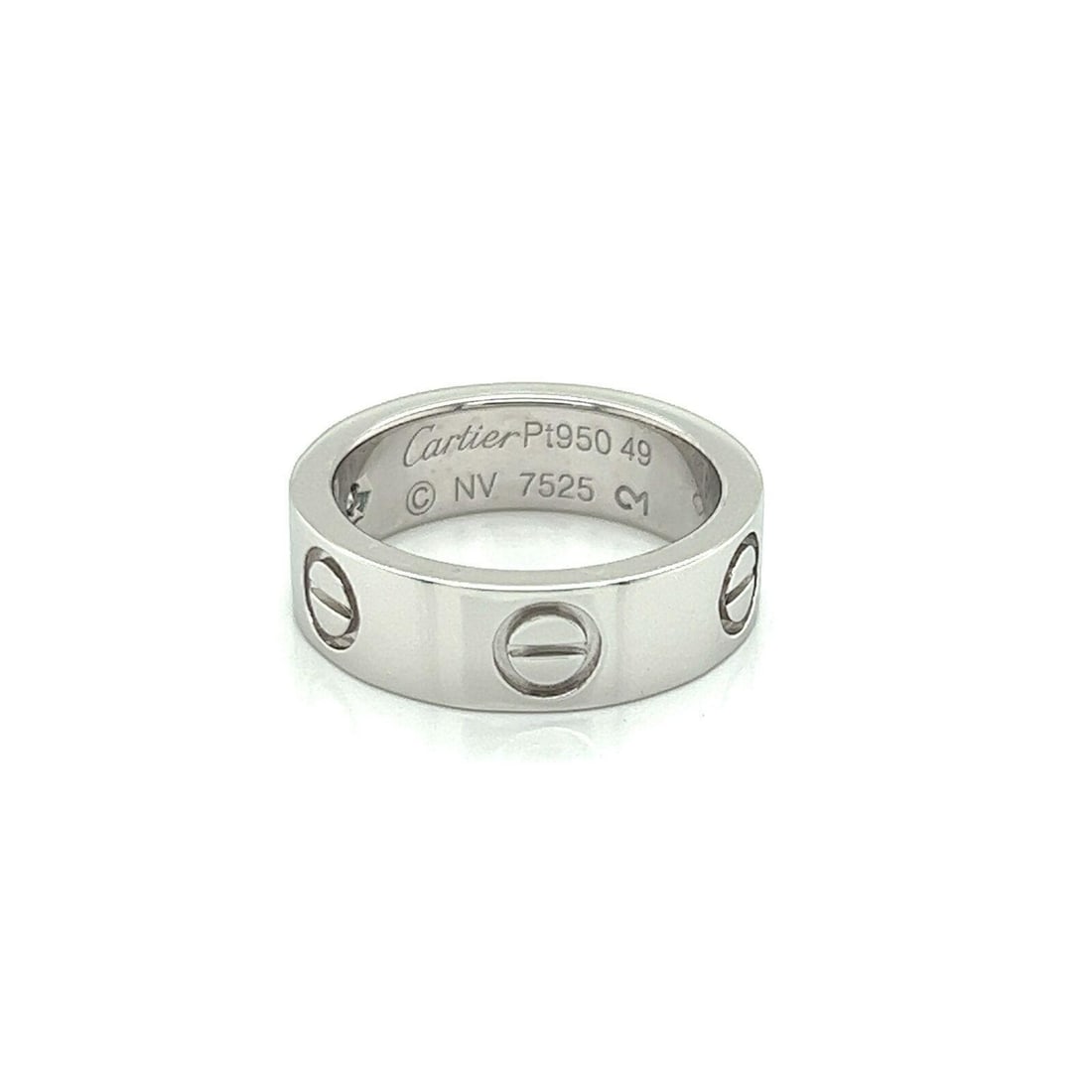 Cartier Love Diamond Band Ring Pt950 Size 49 US 4.5: Cartier Love Diamond Band Ring Pt950 Size 49 US 4.5 A pre-owned Cartier Love Diamond Band Ring crafted in platinum (Pt950) with a classic Love collection design and a single natural diamond accent. Th