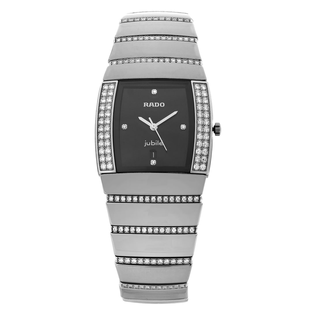 Rado Sintra Jubile Quartz Ceramic Diamond Ladies Watch R13577719: Rado Sintra Jubile Quartz Ceramic Diamond Ladies Watch R13577719 The Rado Sintra Jubile R13577719 is an elegant ladies' wristwatch crafted from high-quality ceramic. Featuring a round black dial adorn