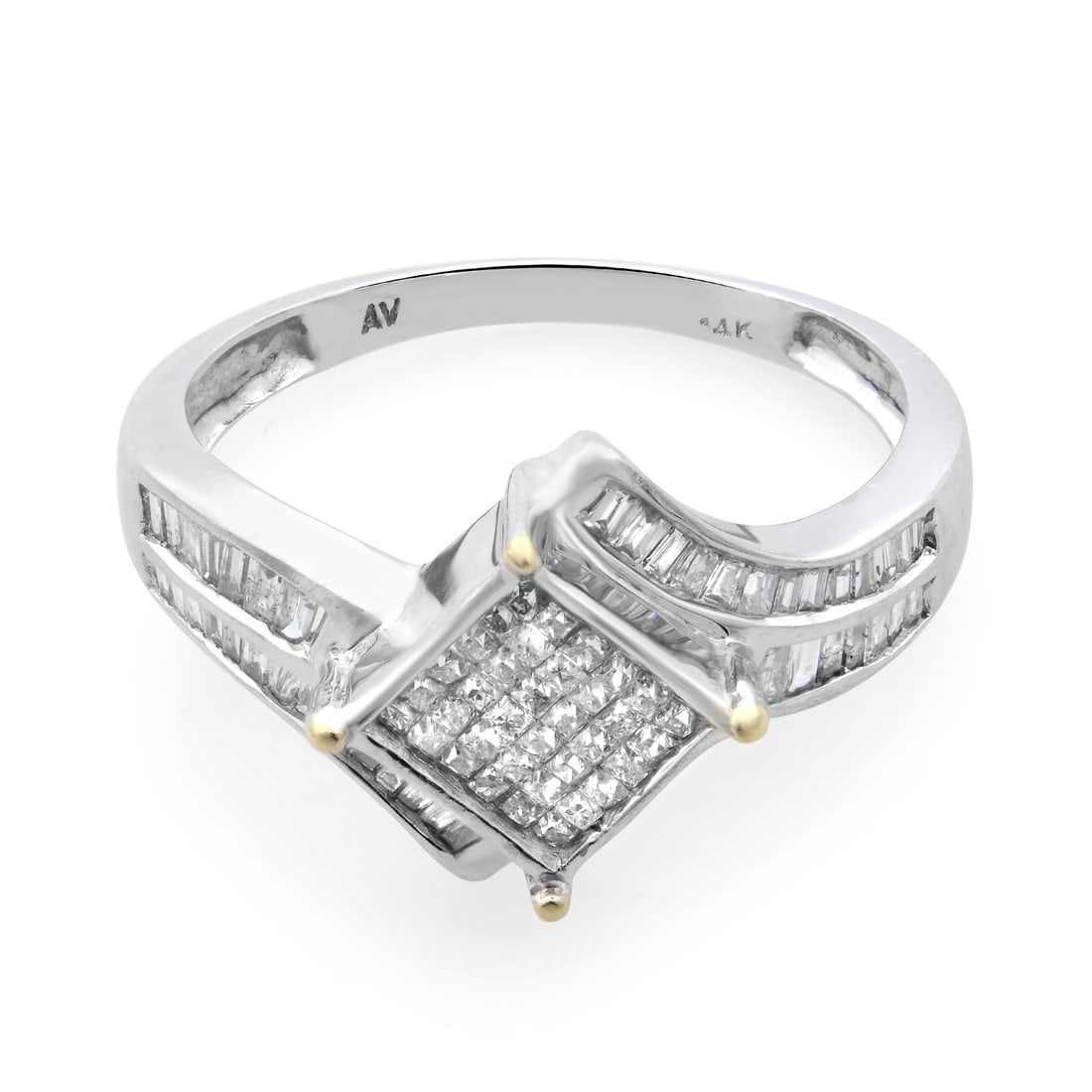 Rachel Koen 0.50Cttw Baguette Diamond Cocktail Ring in 14K White Gold Size 7.75: Rachel Koen 0.50Cttw Baguette Diamond Cocktail Ring in 14K White Gold Size 7.75 This stunning ladies' ring by Rachel Koen features a unique cocktail style, perfect for any occasion. Crafted from high-