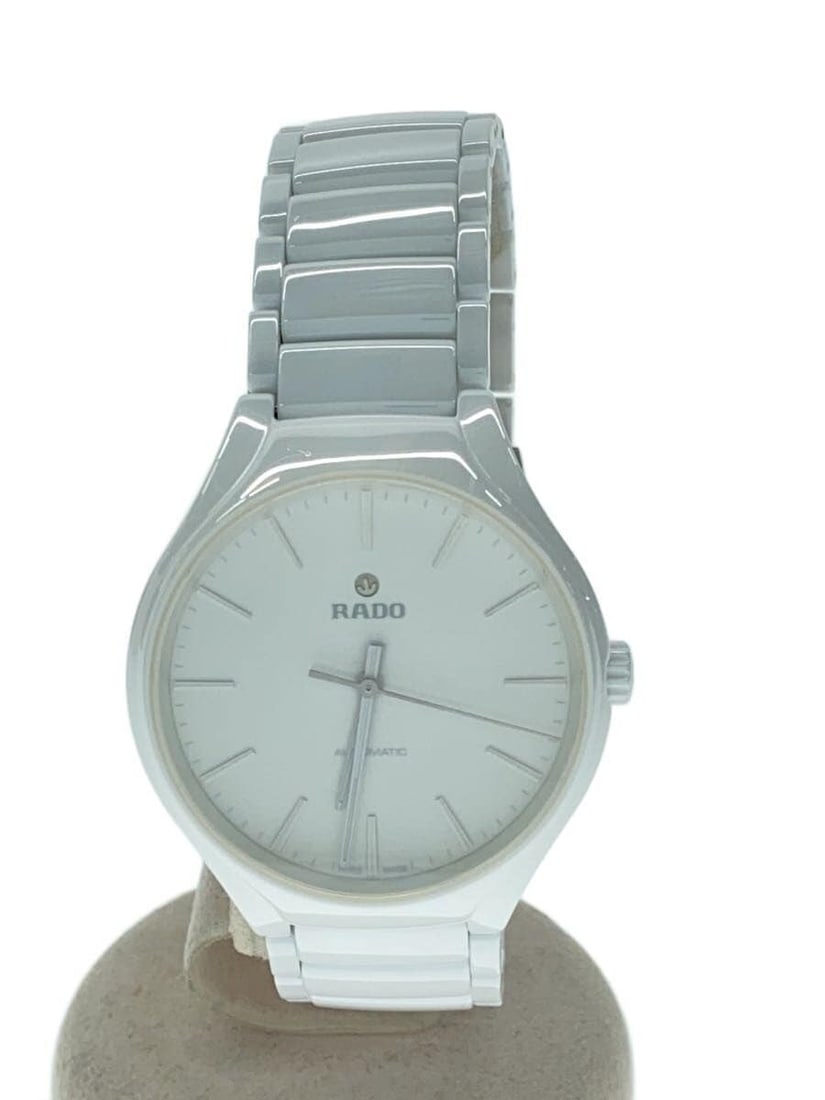 RADO White Dial Swiss Men's Wristwatch 763.0058.3: RADO White Dial Swiss Men's Wristwatch 763.0058.3 This RADO 763.0058.3 men's wristwatch features a white dial and is crafted with materials sourced from Switzerland. The watch is pre-owned, graded as 