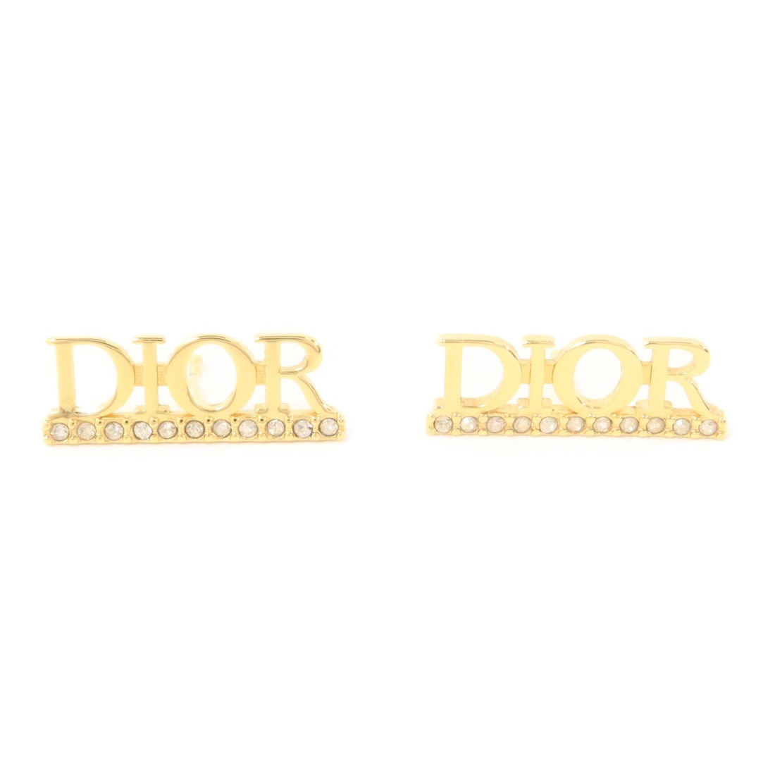 Dior CD Gold Tone Pierced Earrings for Women: Dior CD Gold Tone Pierced Earrings for Women Christian Dior pierced earrings in a gold and silver color combination, made of metal. The earrings measure 6 mm x 17 mm and come with storage bags. Condit