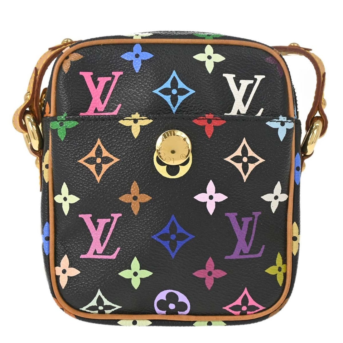 Louis Vuitton Rift Black Monogram Multicolor Crossbody Bag M40056: Louis Vuitton Rift Black Monogram Multicolor Crossbody Bag M40056 A Louis Vuitton Rift shoulder bag in black Monogram Multicolor canvas and leather, made in France. It features a zipper closure, an ad