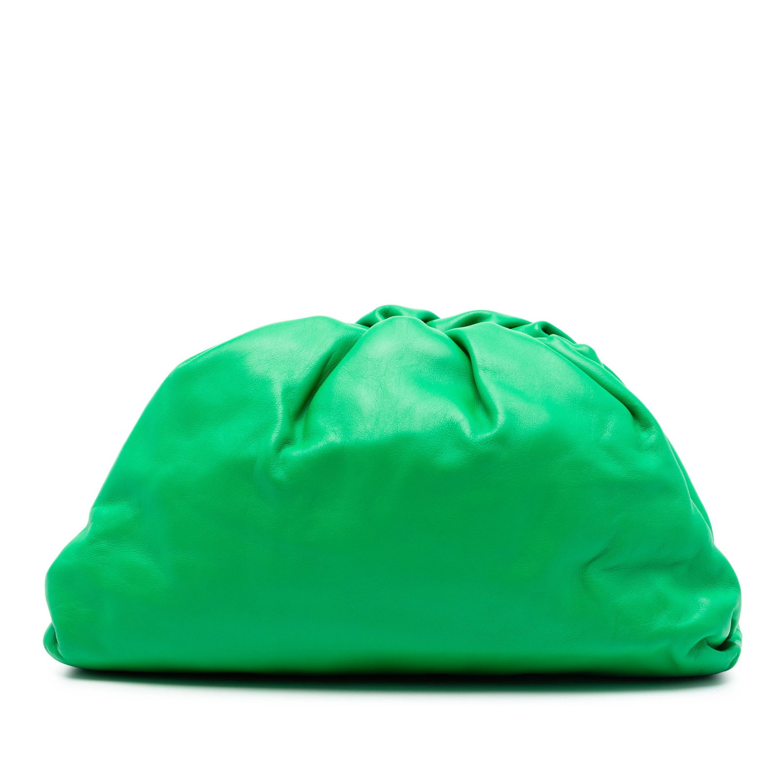 Bottega Veneta Teen Pouch Green Lambskin Leather Clutch: Bottega Veneta Teen Pouch Green Lambskin Leather Clutch Bottega Veneta Teen Pouch crafted in green lambskin leather with a top magnetic snap closure. Includes a dust bag. Condition is AB, with noted s