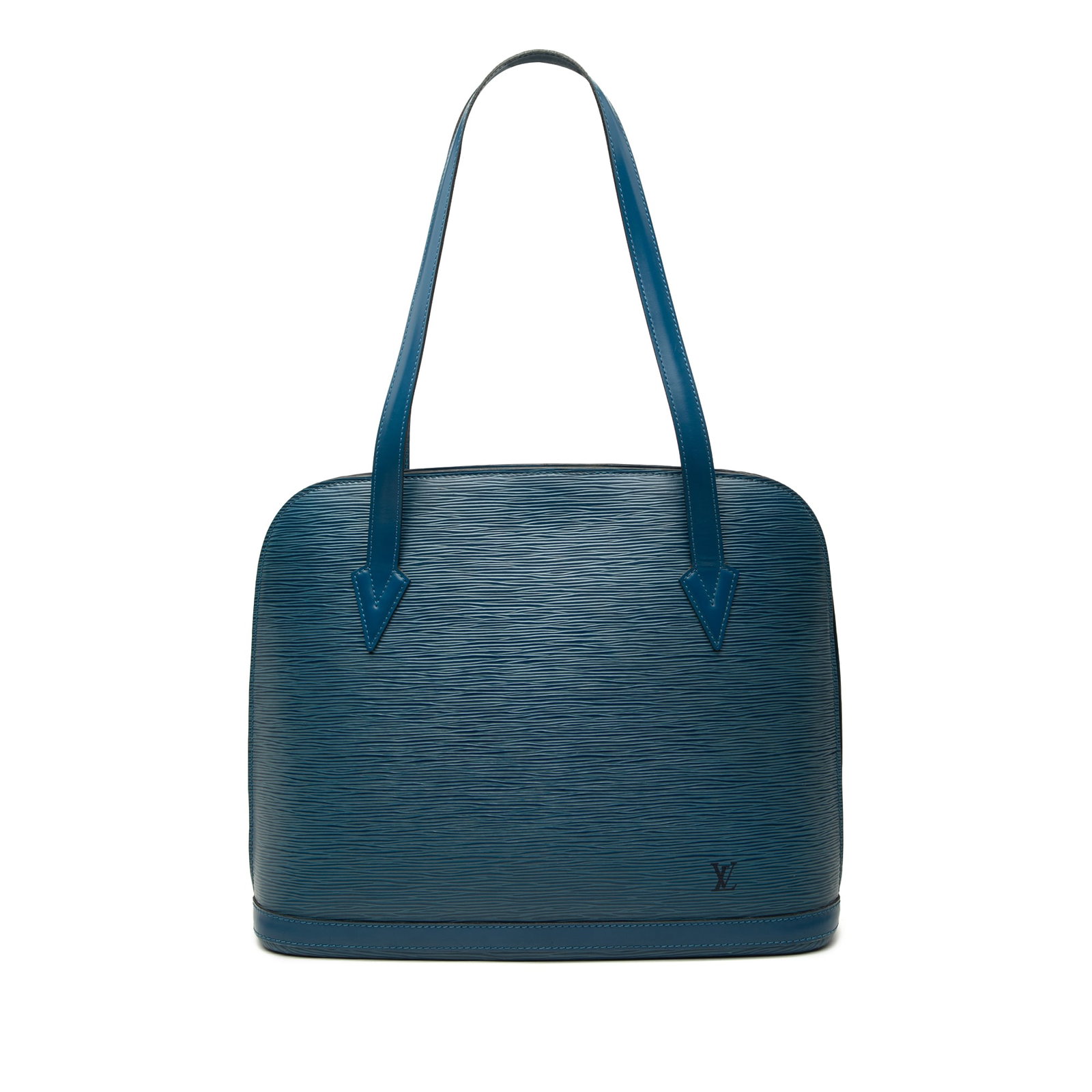 Louis Vuitton Epi Lussac Blue Leather Shoulder Bag: Louis Vuitton Epi Lussac Blue Leather Shoulder Bag Louis Vuitton Epi Lussac shoulder bag crafted in blue Epi leather with flat straps, a top zip closure, and an interior zip pocket. Made in France. Co