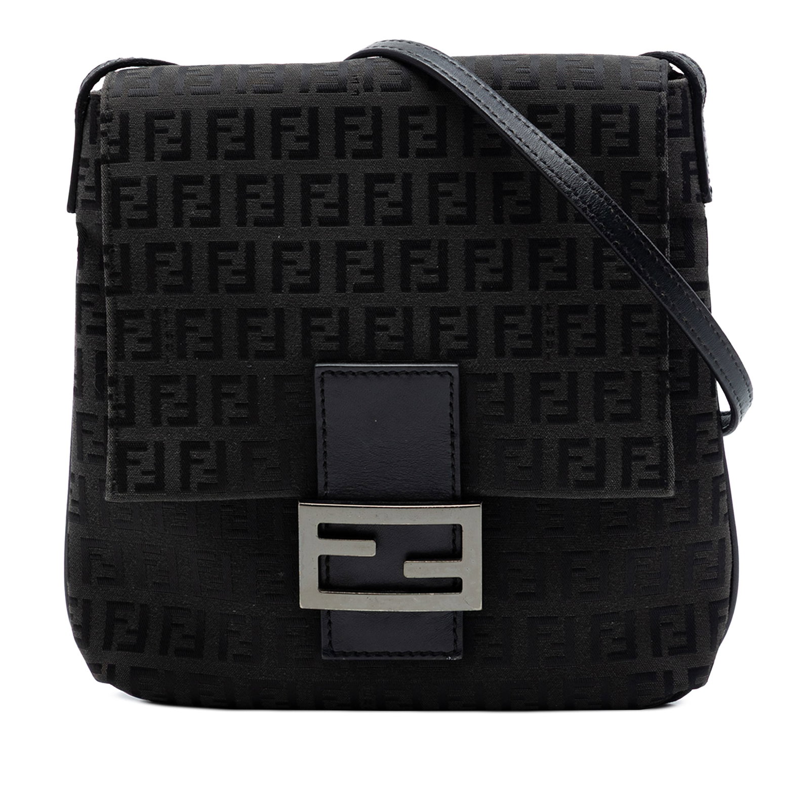 Fendi Zucchino Black Canvas Flap Crossbody Bag (1 of 6)