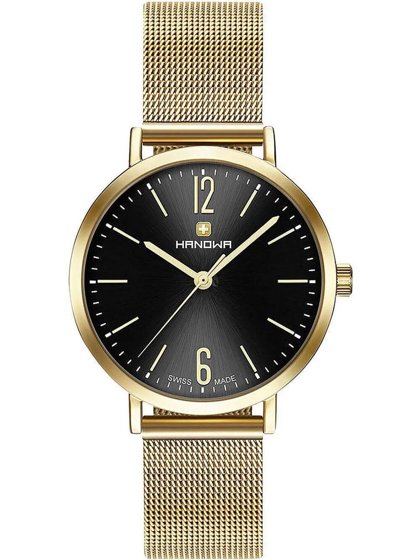 Hanowa Tessa Gold Quartz Ladies Watch Black Dial 16-9077.02.007: Hanowa Tessa Gold Quartz Ladies Watch Black Dial 16-9077.02.007 Discover the elegance of the Hanowa Tessa Ladies Watch, a sophisticated timepiece designed for formal occasions. This wristwatch feature